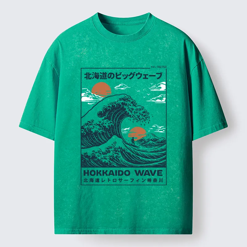 Tokyo-Tiger Surfing In Hokkaido Washed T-Shirt