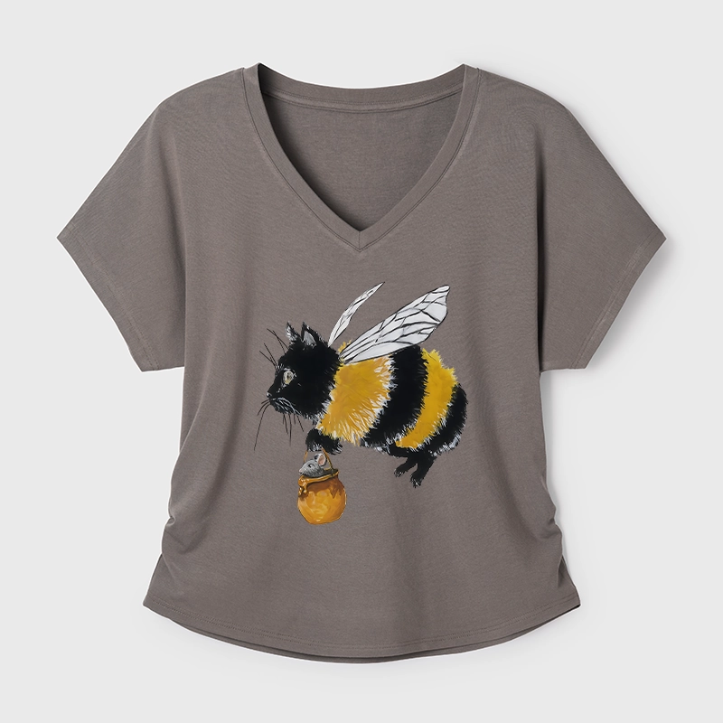 Tokyo-Tiger Catbee Funny Modal Dolman Sleeve T-Shirt