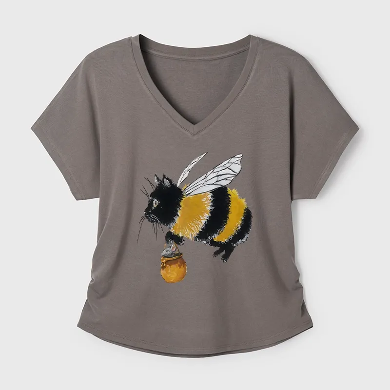 Tokyo-Tiger Catbee Funny Modal Dolman Sleeve T-Shirt