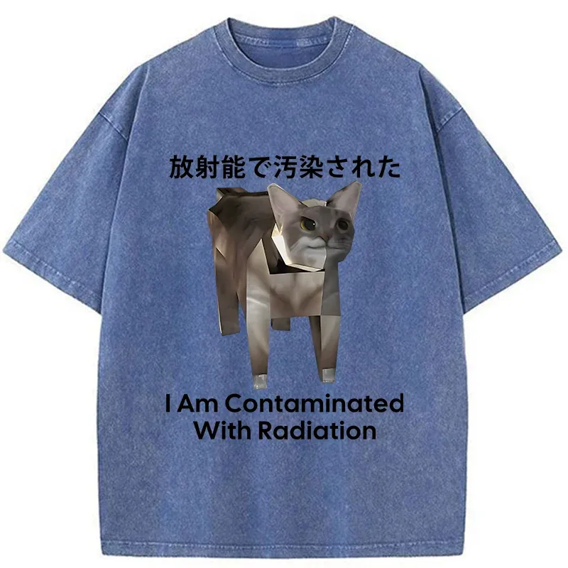 Tokyo-Tiger Nuclear Contaminated Cat Funny Washed T-Shirt