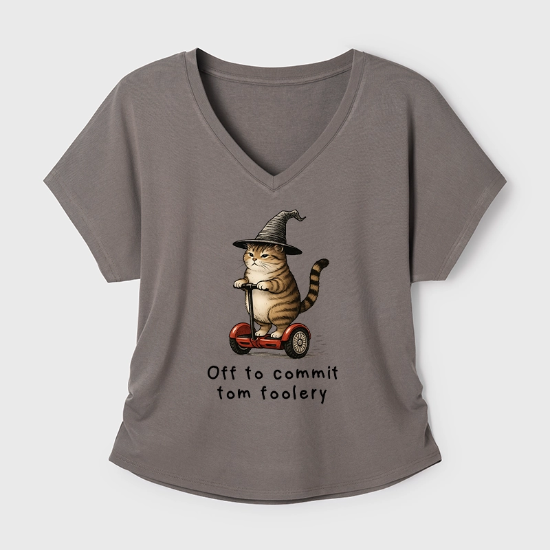 Tokyo-Tiger Orange Cat Riding Segway-style Modal Dolman Sleeve T-Shirt