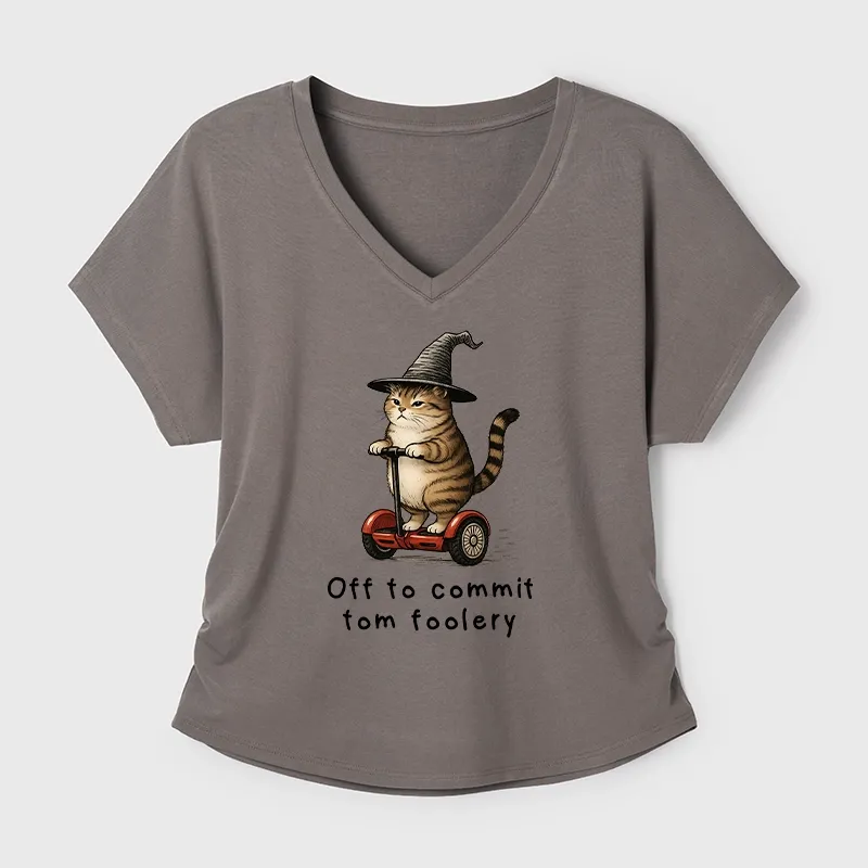 Tokyo-Tiger Orange Cat Riding Segway-style Modal Dolman Sleeve T-Shirt