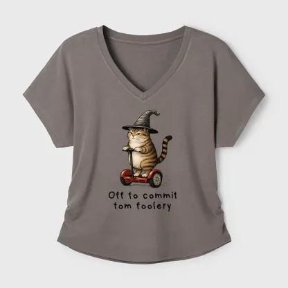 Tokyo-Tiger Orange Cat Riding Segway-style Modal Dolman Sleeve T-Shirt