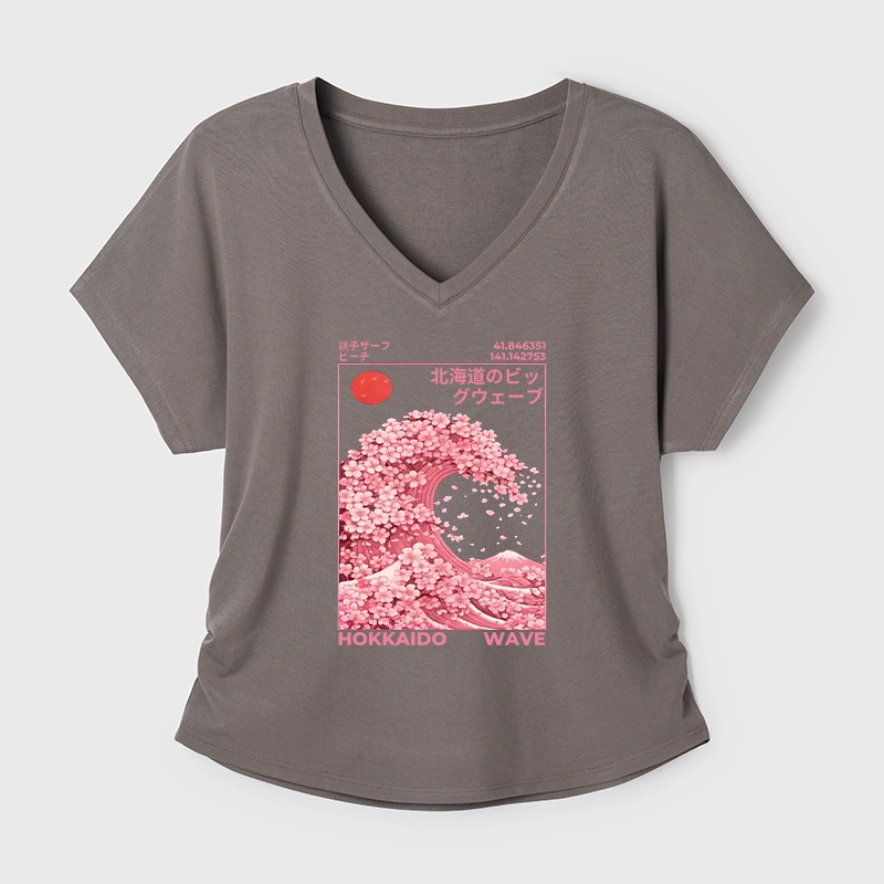 Tokyo-Tiger Sakura Wave Modal Dolman Sleeve T-Shirt