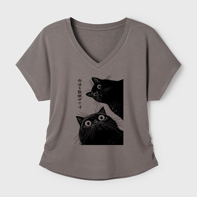Tokyo-Tiger The Cat Is Watching Today Modal Dolman Sleeve T-Shirt