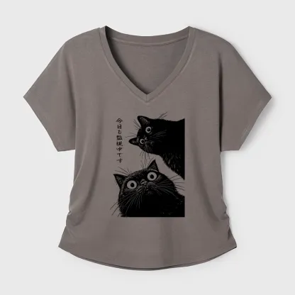 Tokyo-Tiger The Cat Is Watching Today Modal Dolman Sleeve T-Shirt