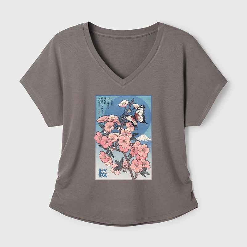 Tokyo-Tiger Ukiyoe Japanese Cherry blossoms Poster Modal Dolman Sleeve T-Shirt