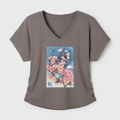 Tokyo-Tiger Ukiyoe Japanese Cherry blossoms Poster Modal Dolman Sleeve T-Shirt
