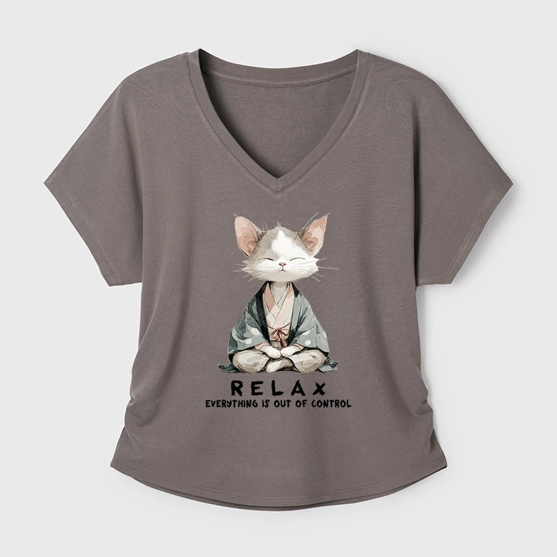 Tokyo-Tiger Zen Cat Relaxation，Everything's Out Of Control Modal Dolman Sleeve T-Shirt