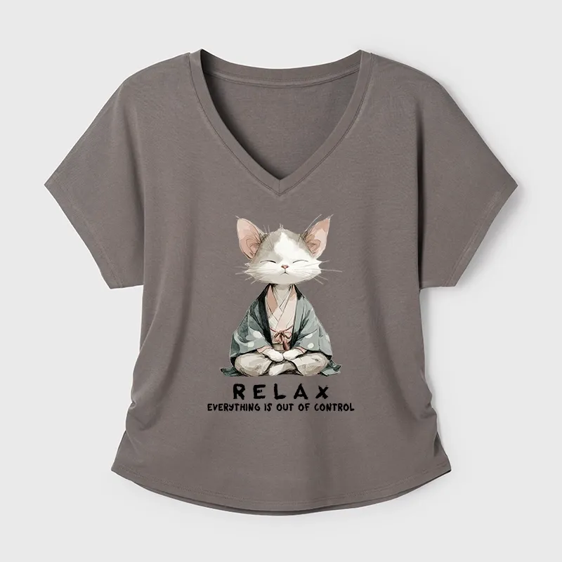 Tokyo-Tiger Zen Cat Relaxation，Everything's Out Of Control Modal Dolman Sleeve T-Shirt