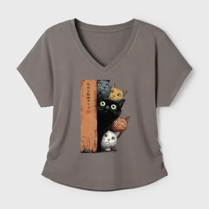 Tokyo-Tiger Five Cats Are Watching You Modal Dolman Sleeve T-Shirt