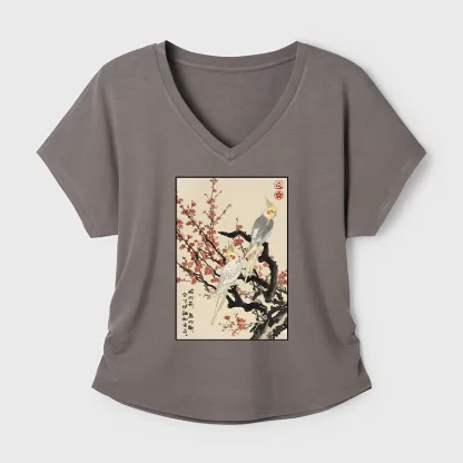 Tokyo-Tiger Whispers of Silent Blossoms Modal Dolman Sleeve T-Shirt