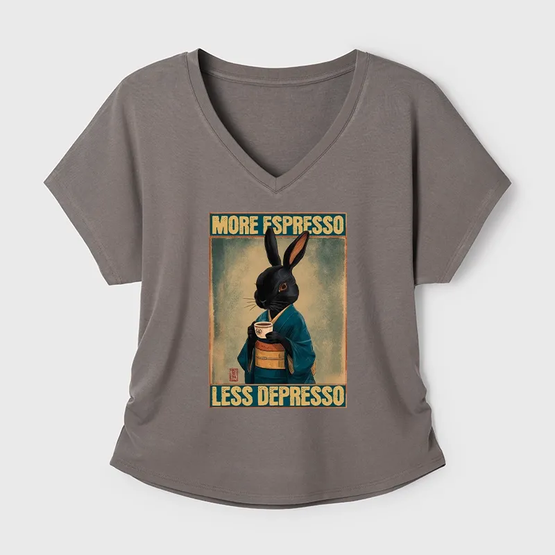 Tokyo-Tiger More Espresso Less Depresso Rabbit Modal Dolman Sleeve T-Shirt