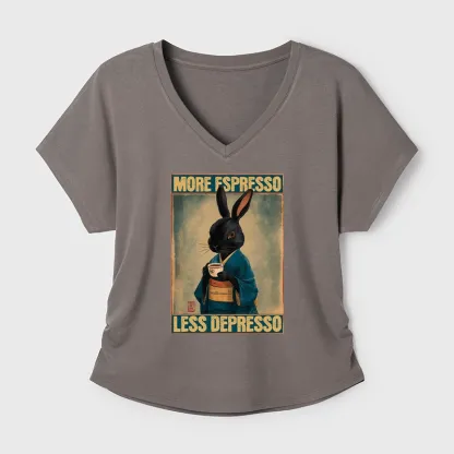 Tokyo-Tiger More Espresso Less Depresso Rabbit Modal Dolman Sleeve T-Shirt