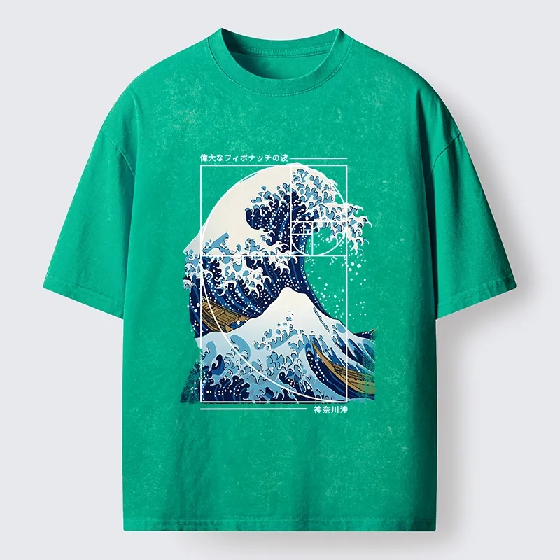 Tokyo-Tiger Golden Ratio The Great Wave Washed T-Shirt Sale