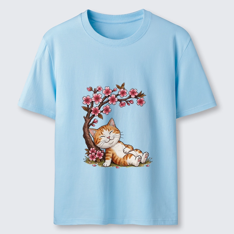 Tokyo-Tiger Cat Sleeps Under Sakura Classic T-Shirt