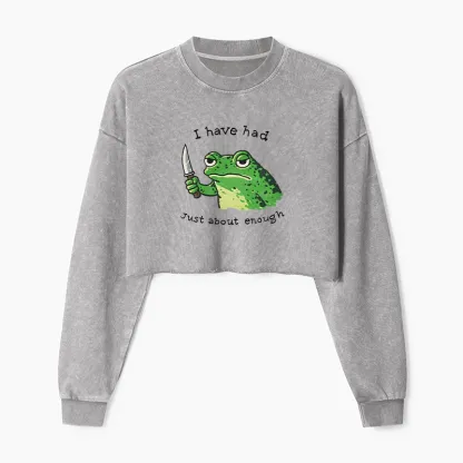 Tokyo-Tiger Impatient Frog Washed Crop Sweatshirt