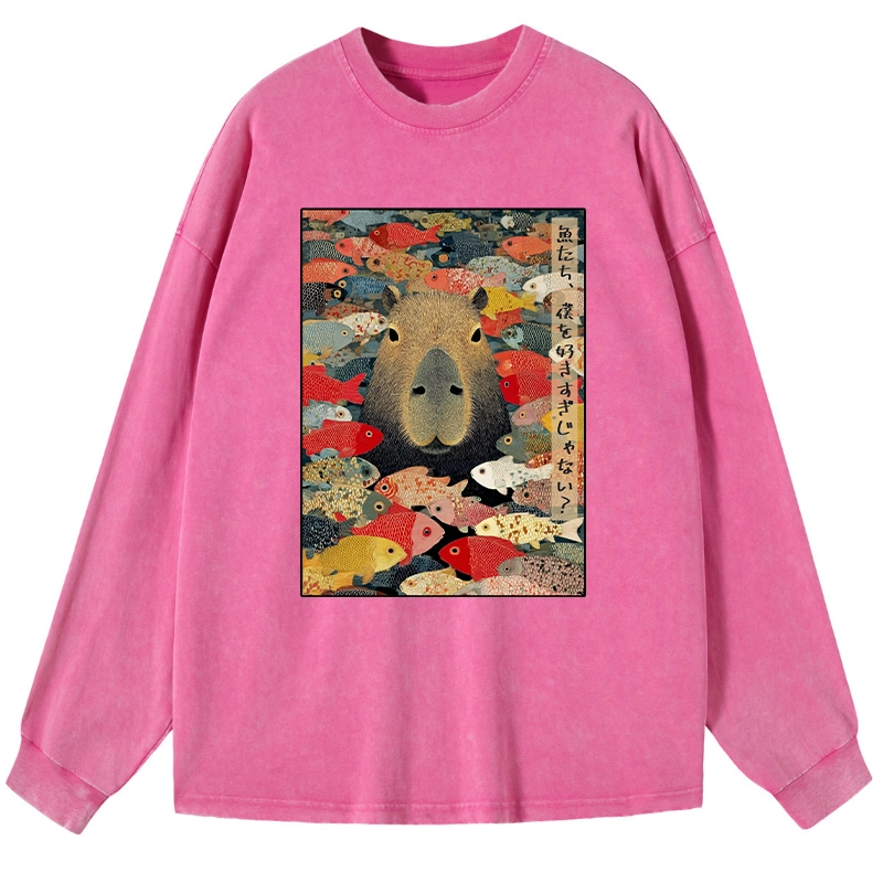 Tokyo-Tiger Am I Too Lovable? Washed Long Sleeve T-Shirt