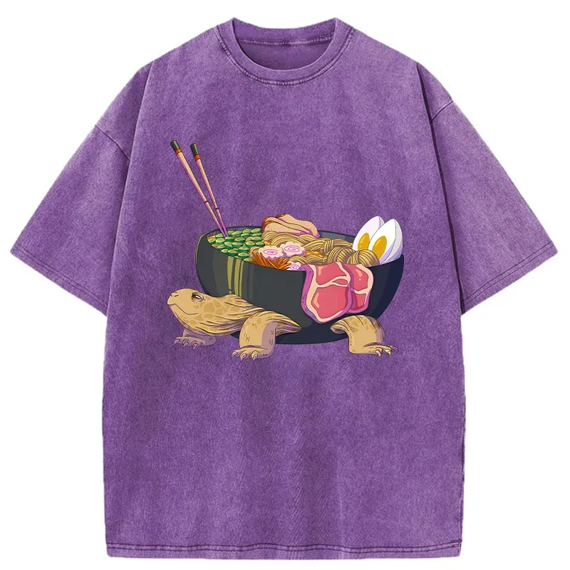 Tokyo-Tiger Turtle Ramen Funny Washed T-Shirt