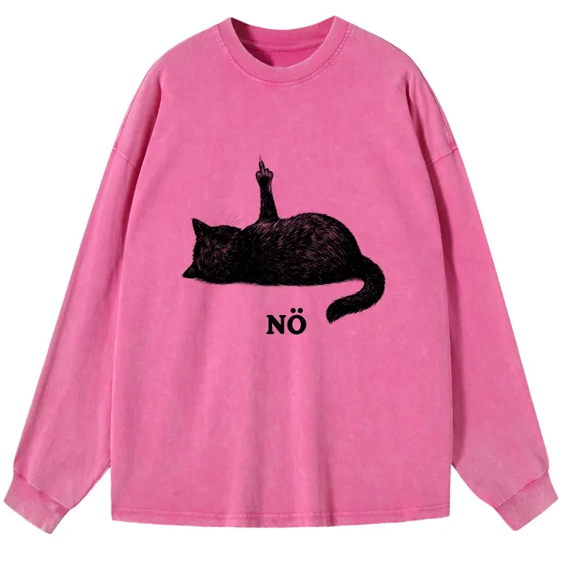 Tokyo-Tiger Cat Refused Washed Long Sleeve T-Shirt