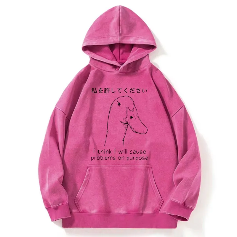 Tokyo-Tiger Stupid Goose Funny Washed Hoodie