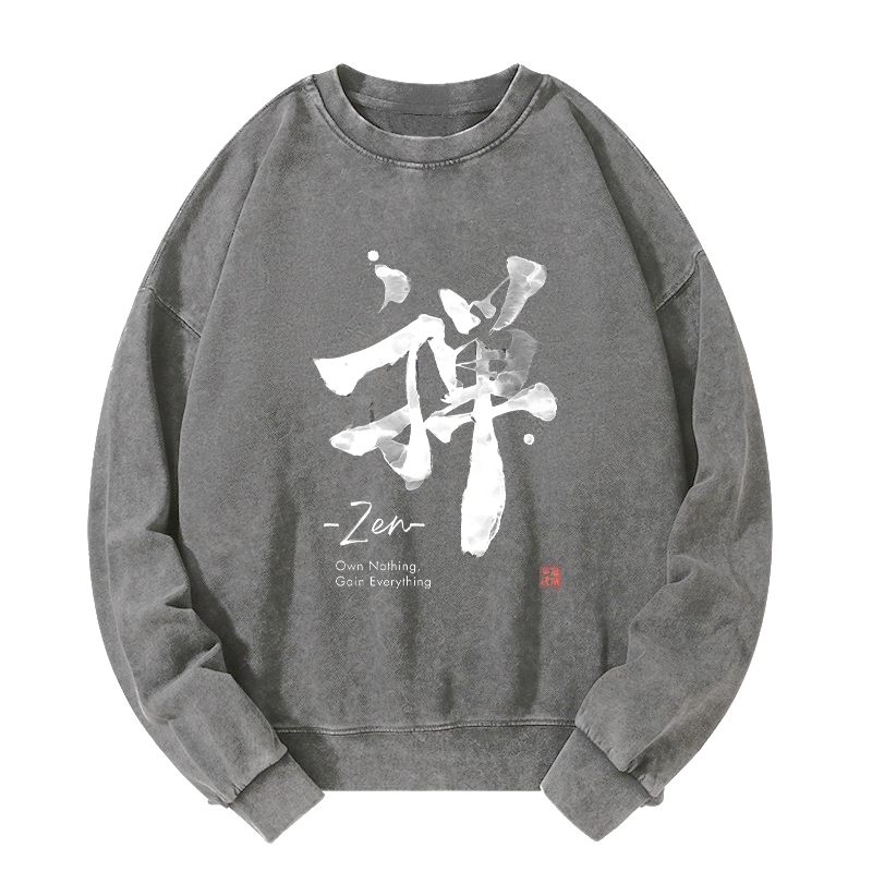 Tokyo-Tiger Zen Texts Washed Sweatshirt
