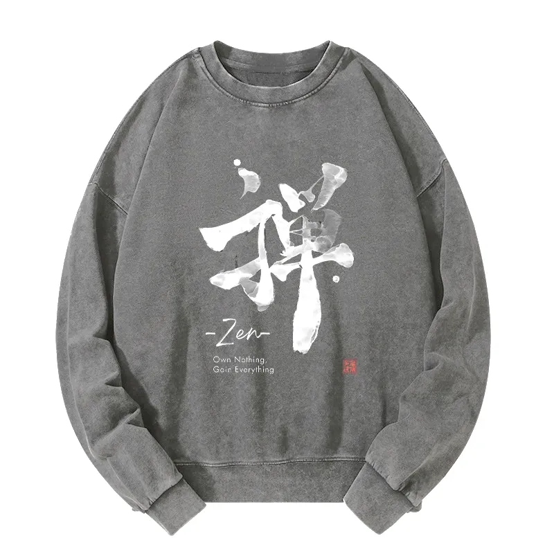 Tokyo-Tiger Zen Texts Washed Sweatshirt
