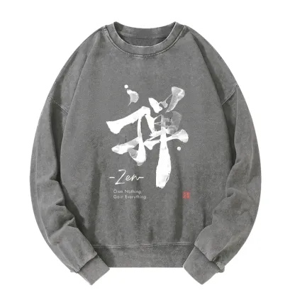 Tokyo-Tiger Zen Texts Washed Sweatshirt