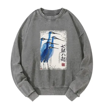 Tokyo-Tiger Wings That Never Yield Washed Sweatshirt