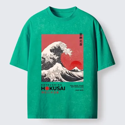 Tokyo-Tiger Mount Fuji Beneath the Wave Washed T-Shirt