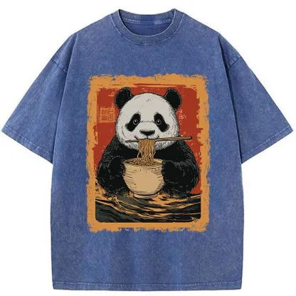 Tokyo-Tiger Ramen Lover Panda Washed T-Shirt