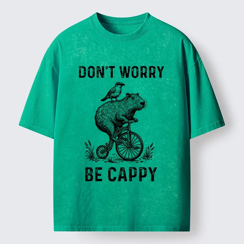 Tokyo-Tiger Happy Capybara on Wheels Washed T-Shirt