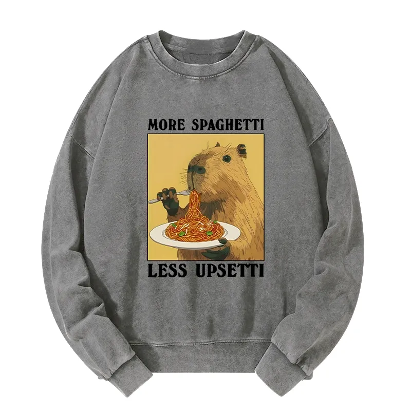 Tokyo-Tiger Capybara Eating Pasta Washed Sweatshirt