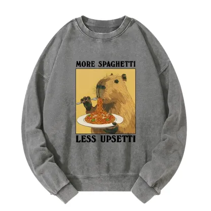 Tokyo-Tiger Capybara Eating Pasta Washed Sweatshirt