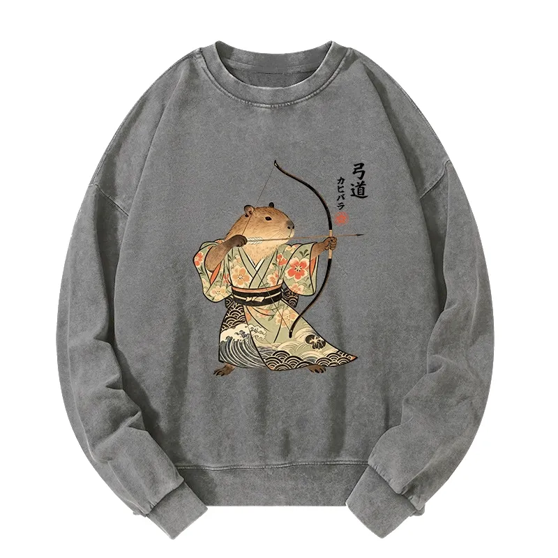 Tokyo-Tiger Capybara Archery Washed Sweatshirt