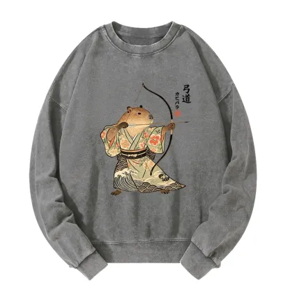 Tokyo-Tiger Capybara Archery Washed Sweatshirt