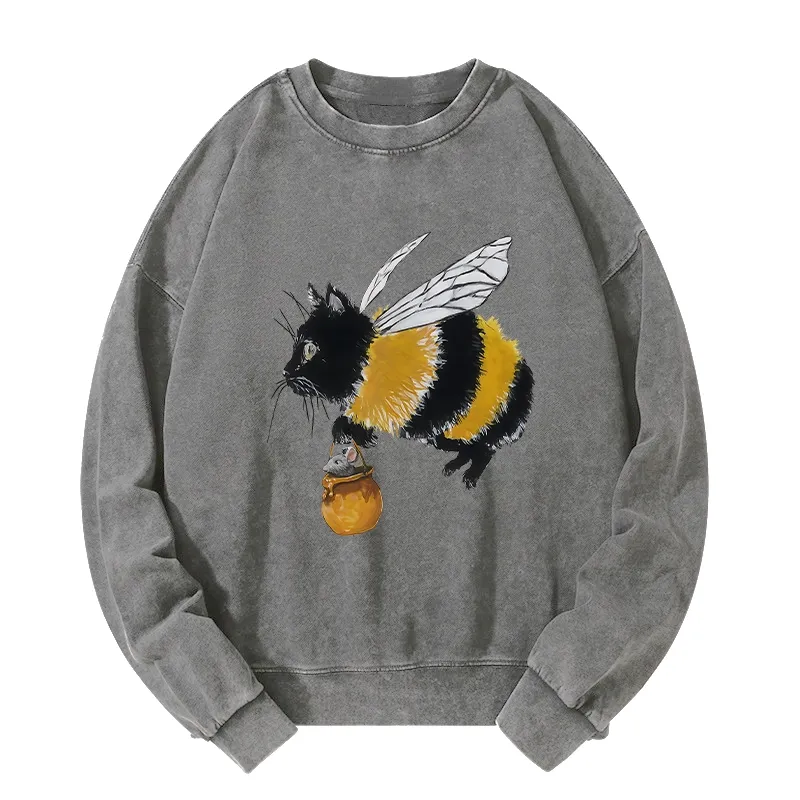 Tokyo-Tiger Catbee Funny Washed Sweatshirt