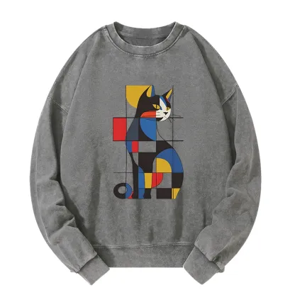Tokyo-Tiger Mondrian Cat Washed Sweatshirt