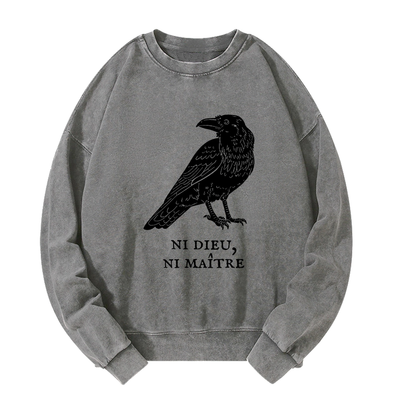 Tokyo-Tiger Crow Have A Strong Sense Of Self Washed Sweatshirt