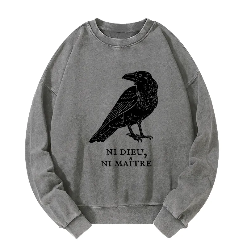 Tokyo-Tiger Crow Have A Strong Sense Of Self Washed Sweatshirt
