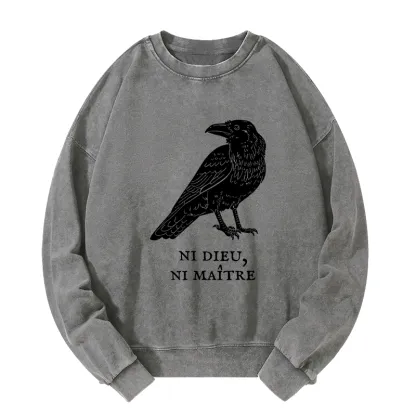 Tokyo-Tiger Crow Have A Strong Sense Of Self Washed Sweatshirt