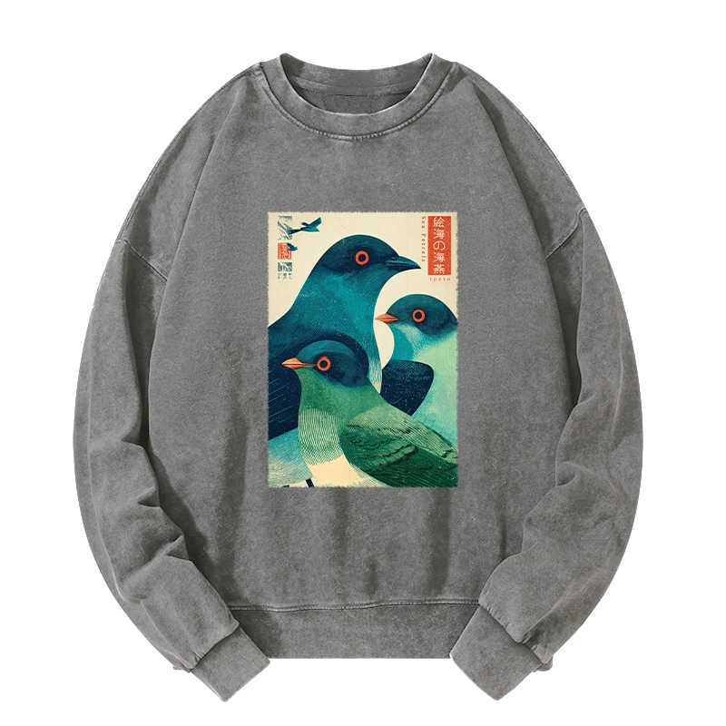 Tokyo-Tiger Petrels Of The Painted Sea Washed Sweatshirt