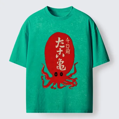 Tokyo-Tiger Retro Octopus Washed T-Shirt