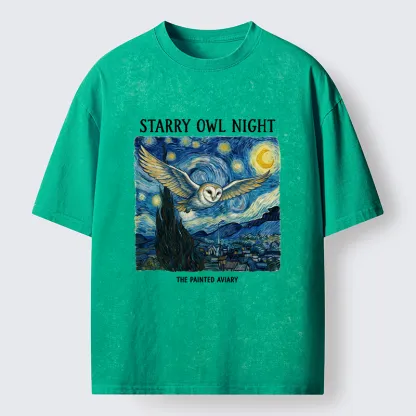 Tokyo-Tiger Owls In The Night Washed T-Shirt