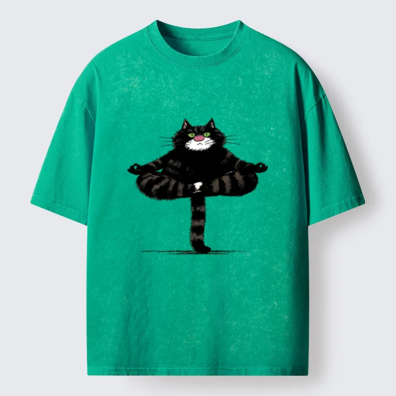 Tokyo-Tiger Cats Use Their Tails For Support Washed T-Shirt