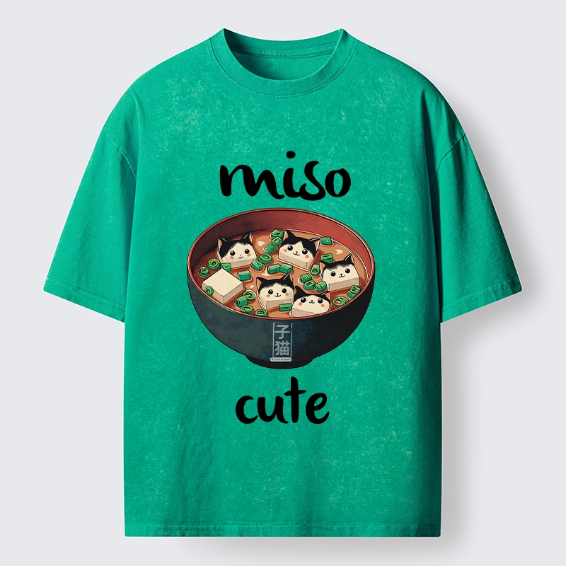 Tokyo-Tiger Cats In A Bowl Of Miso Washed T-Shirt