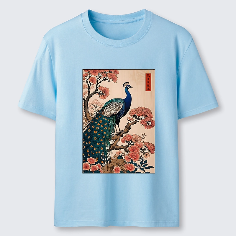 Tokyo-Tiger Vintage Peacock Ukiyoe Print Classic T-Shirt