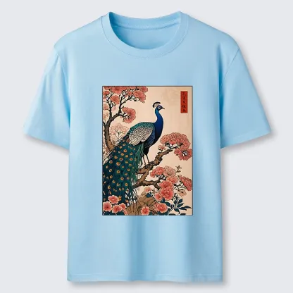 Tokyo-Tiger Vintage Peacock Ukiyoe Print Classic T-Shirt