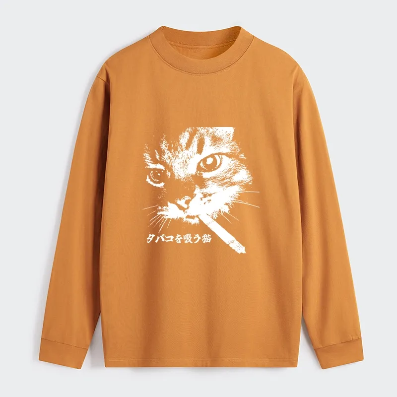 Tokyo-Tiger Retro Cat Smoking Classic Long Sleeve T-Shirt