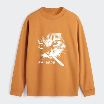Tokyo-Tiger Retro Cat Smoking Classic Long Sleeve T-Shirt